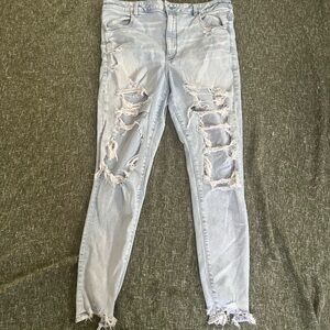 American Eagle Outfitters Light Blue Ripped Skinny Jeans
